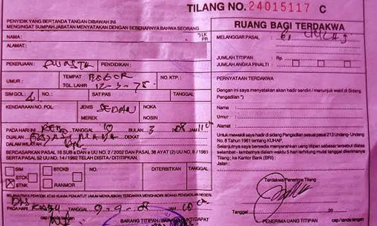 ilustrasi surat tilang merah