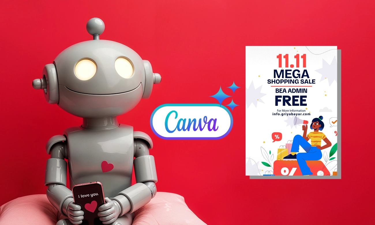 ilustrasi pemilik loket menggunakan canva untukd design
